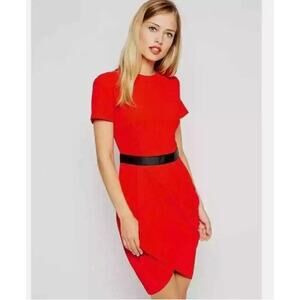 ASOS Orange Tulip Dress Sz 2 Women's Dress 3/4 length sleeve knee length dress